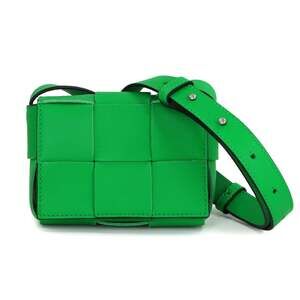 BOTTEGA VENETA Green Leather Intrecciato Shoulder Bag